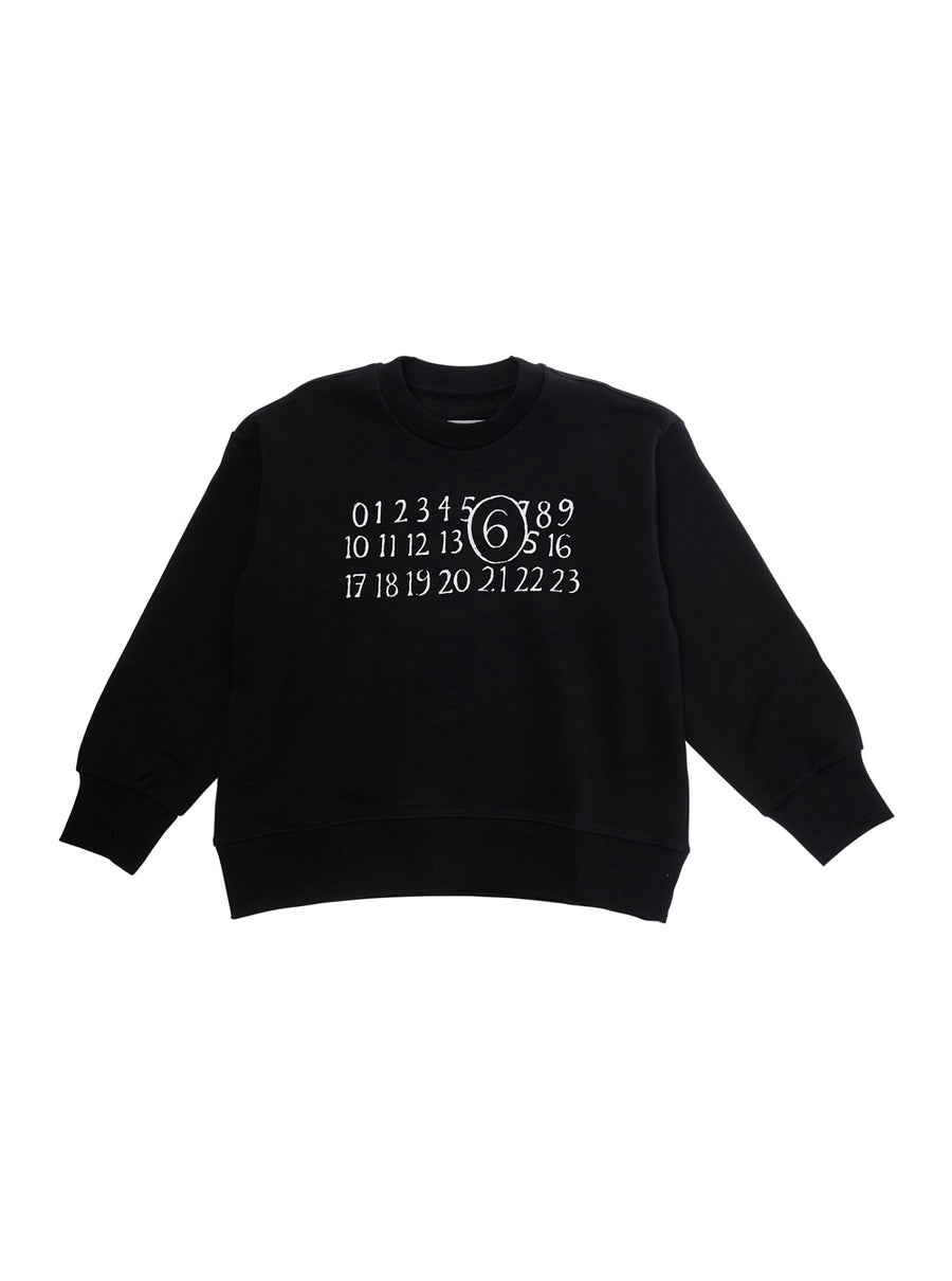 Kids Crewneck Sweatshirt Black Cotton Hoods & Sweatshirts