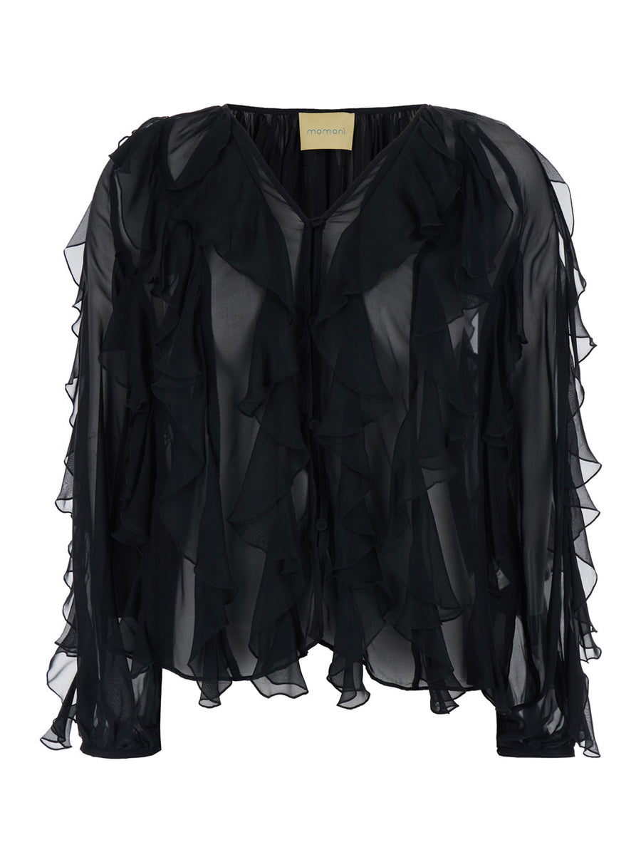 Blouse Canela Black Viscose-Silk Blouses