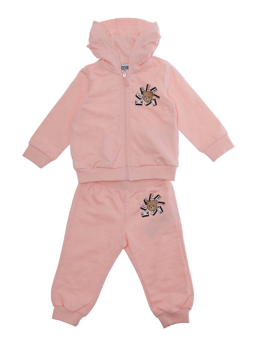 Hooded Jumpsuit Baby Pink Cotton Tracksuit Sets