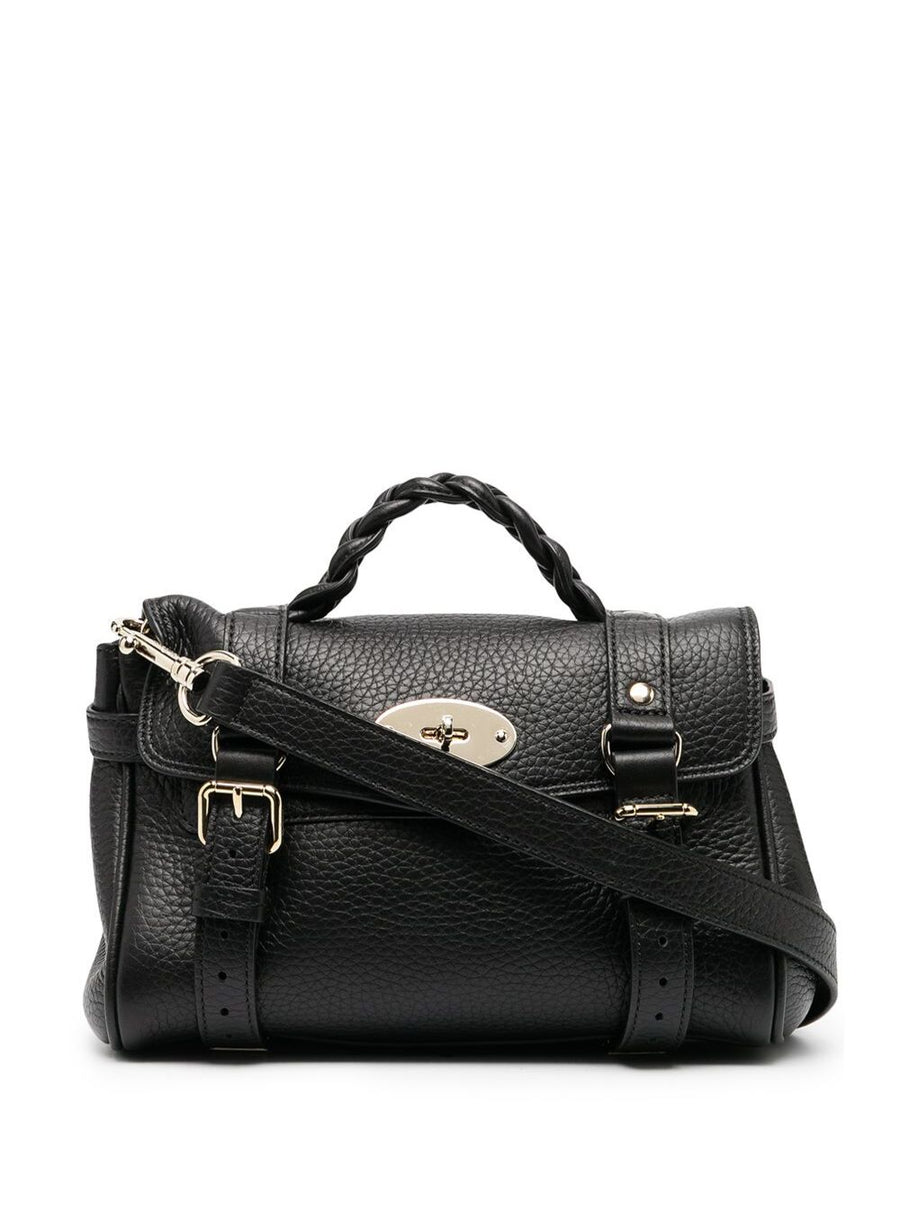 Handbag Alexa Mini Black Pebbled Leather Calf Handbags