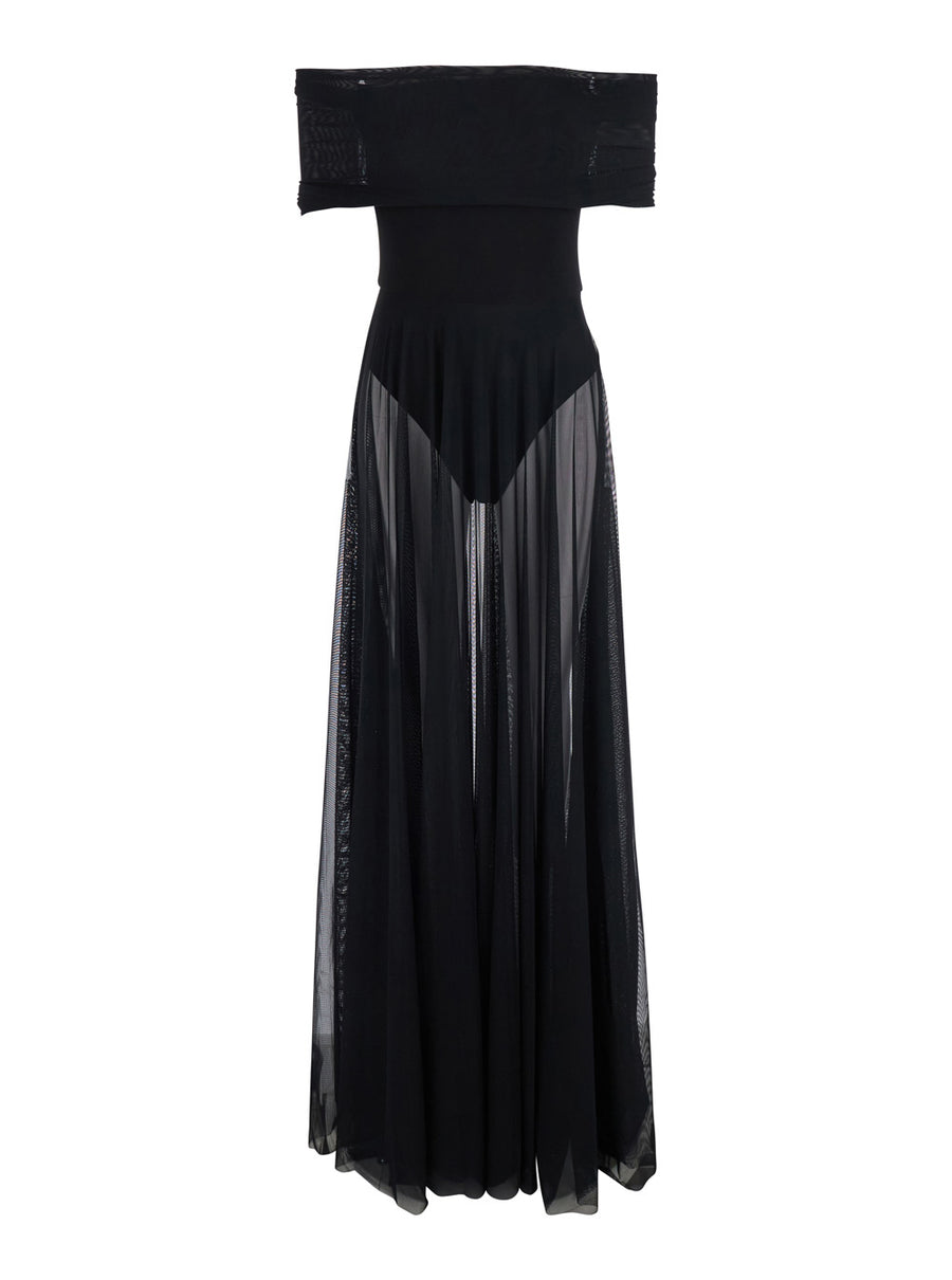 Long Dress Square Neckline Black