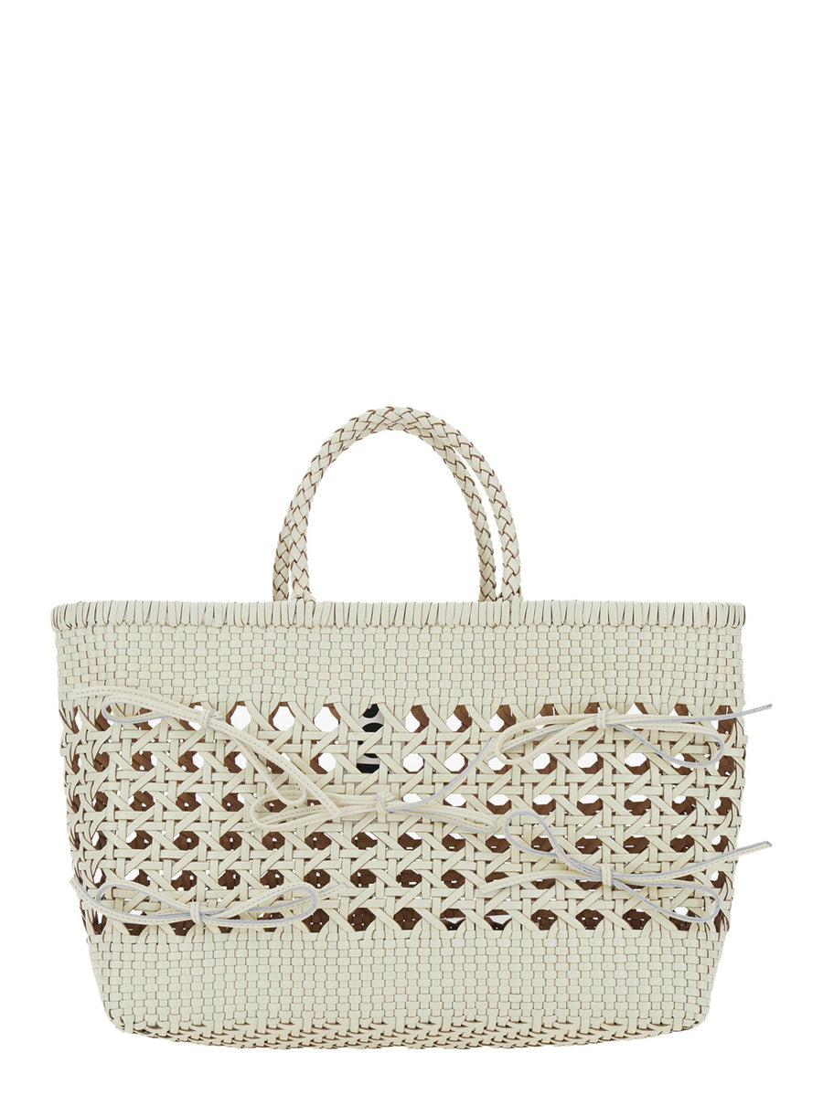 Tote Bag Biscuit White Leather Recycled Handbags