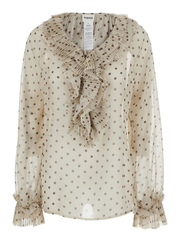Blouse Tech Fabric, Beige Polyester Blouses