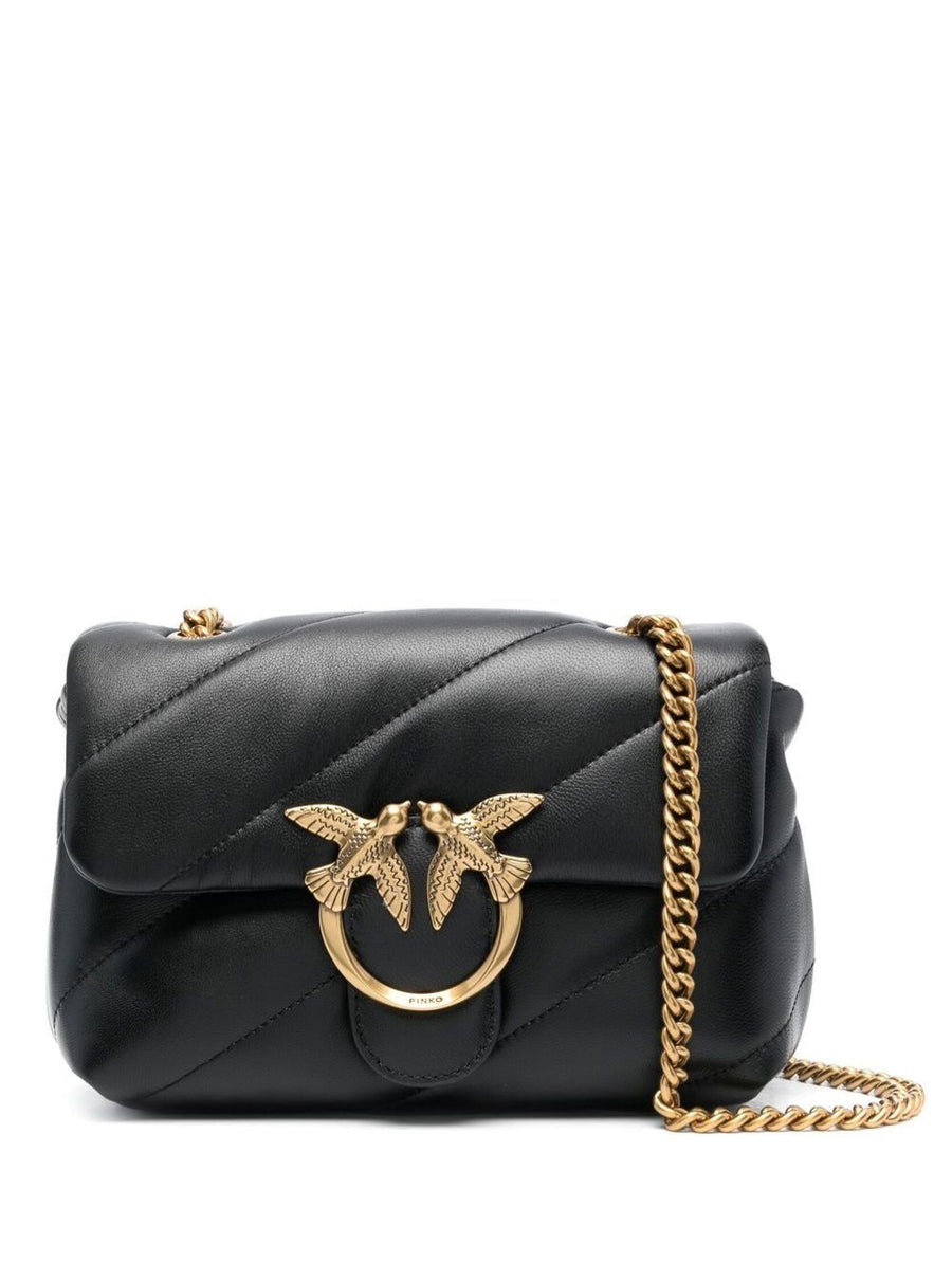 Shoulder Bag Mini Love Puff Black Leather