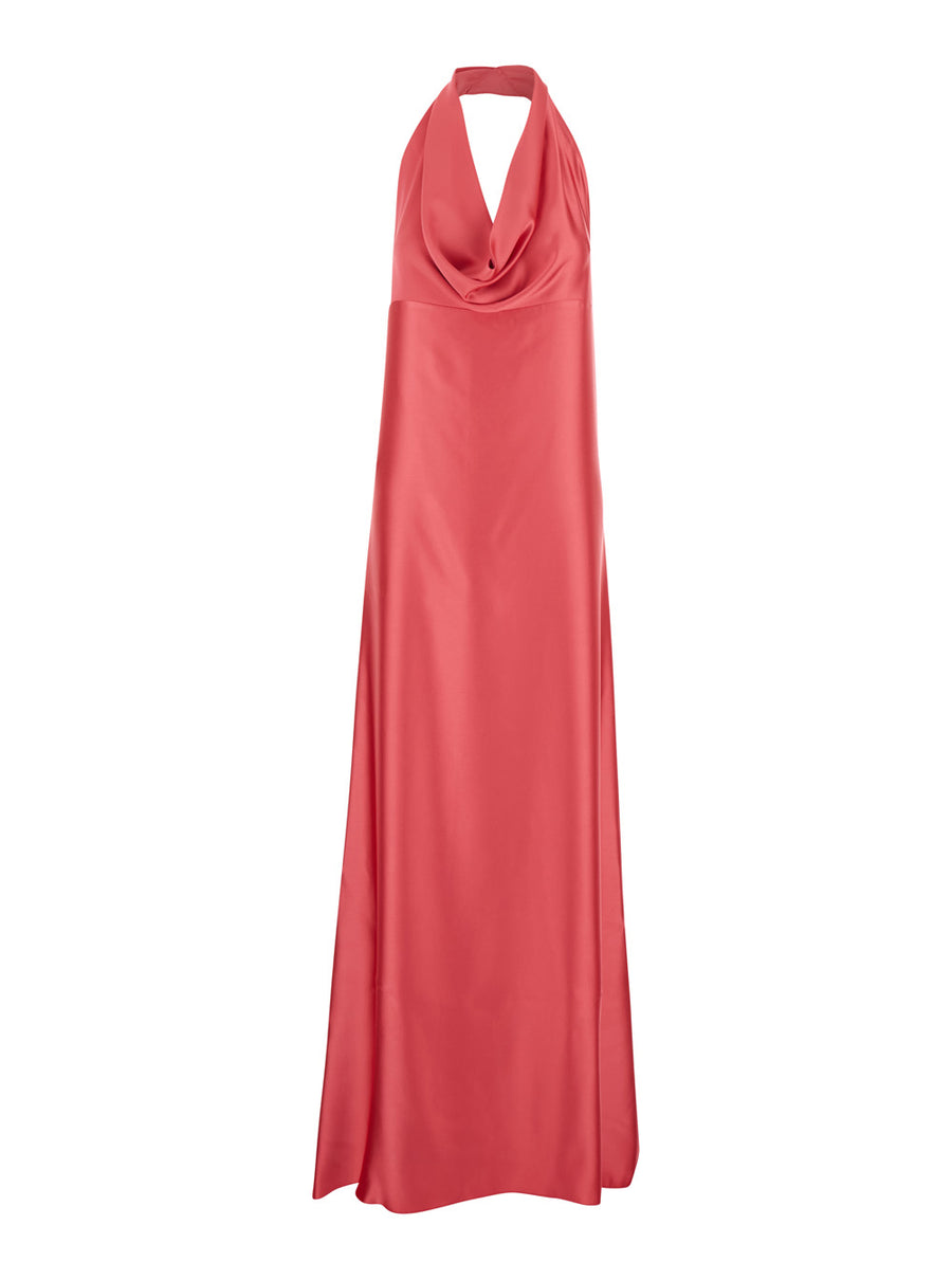 Long Halterneck Dress Red