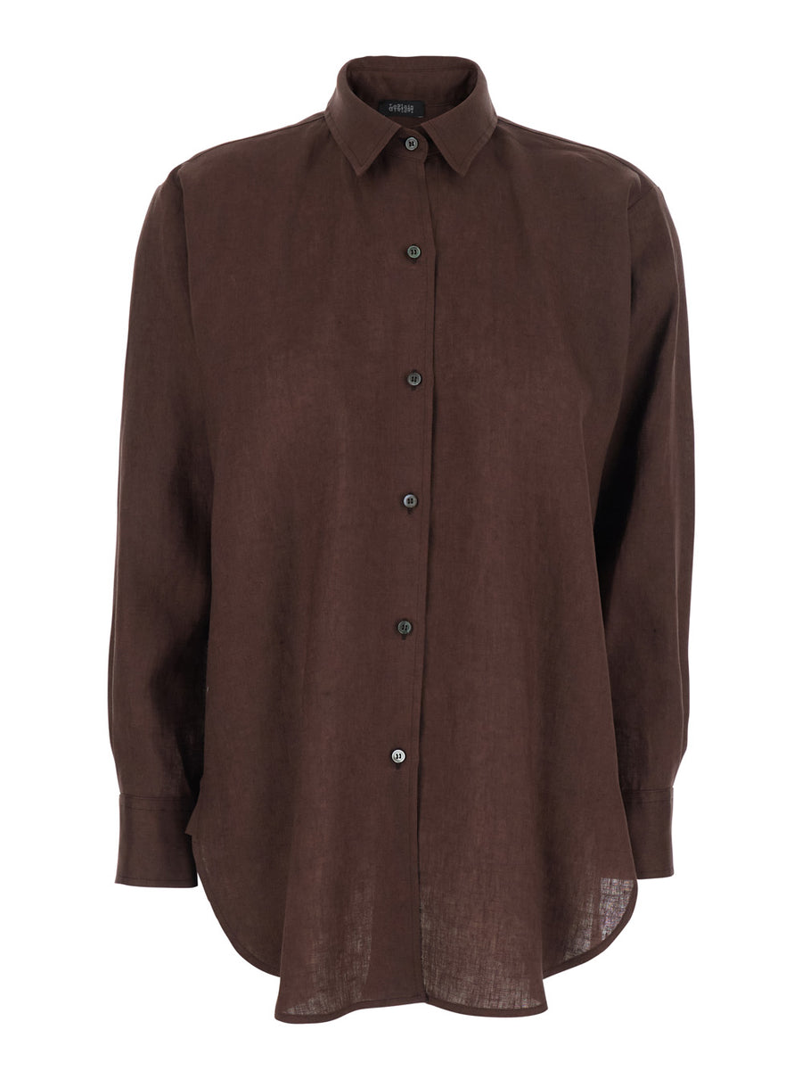 Shirt, Linen Brown Blouses