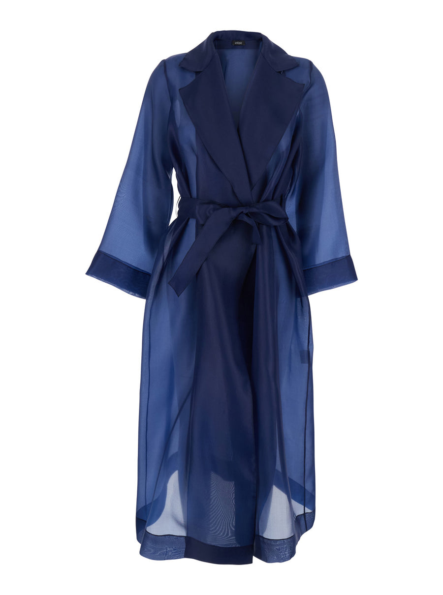 Trench Coat Blue Polyester