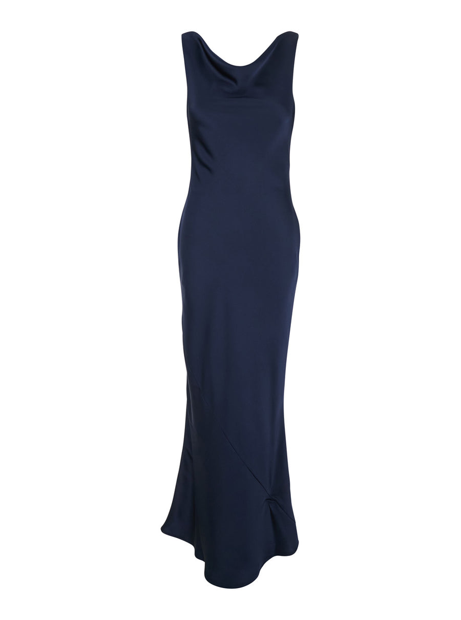 Long Dress Blue Polyester