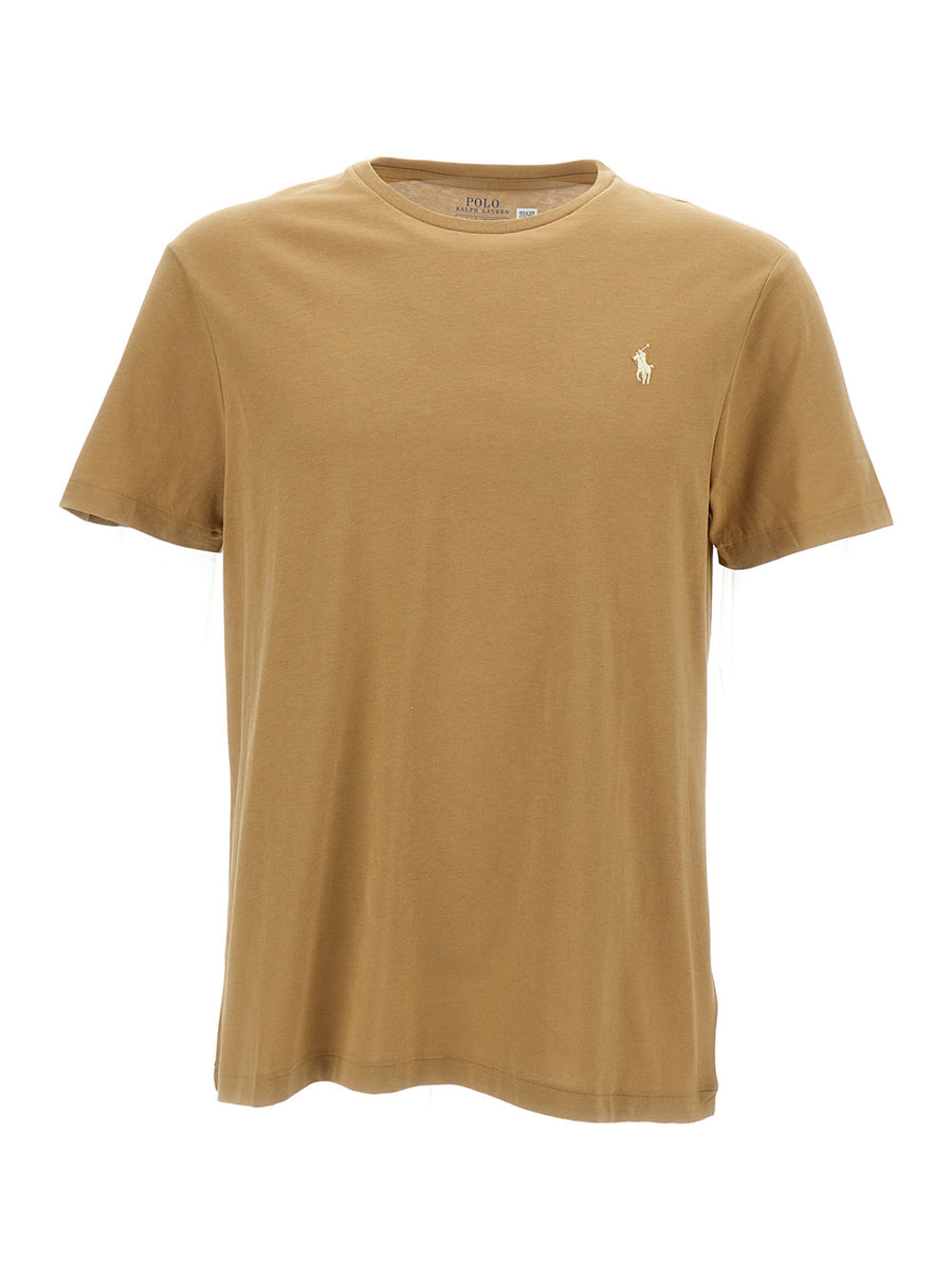 T-Shirt Crew Neck Beige Cotton T-shirts
