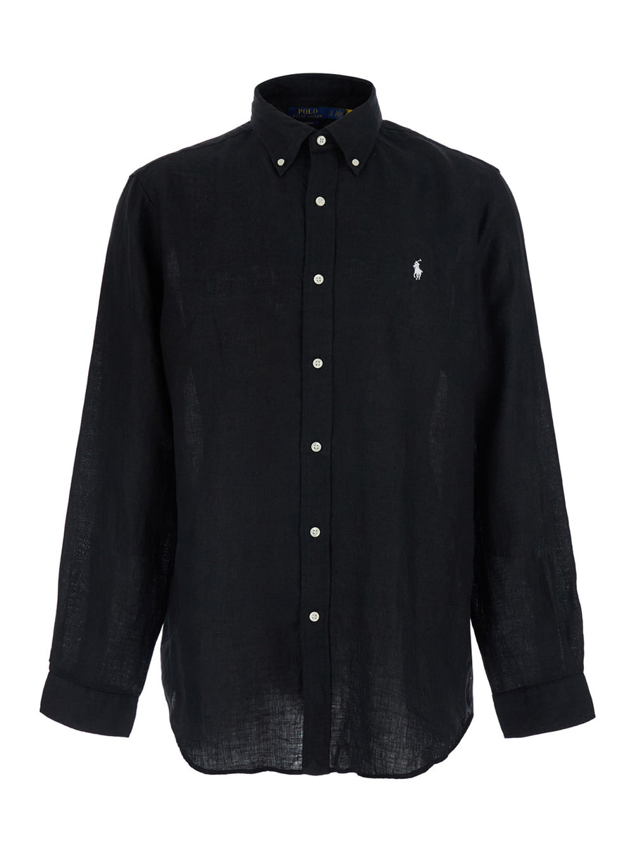 Shirt Custom Fit Linen Black