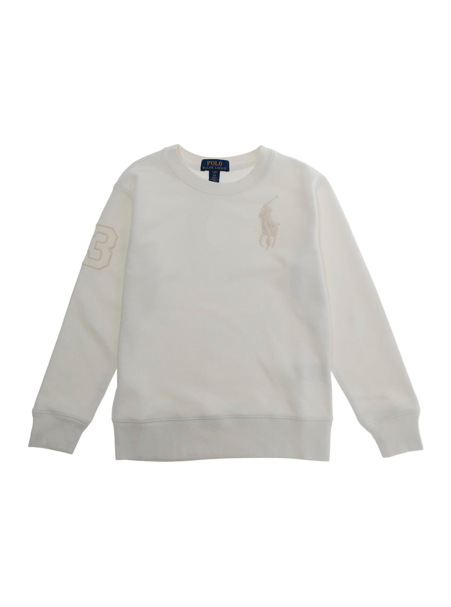 Sweater Long Sleeve Round Neck White Cotton Tops