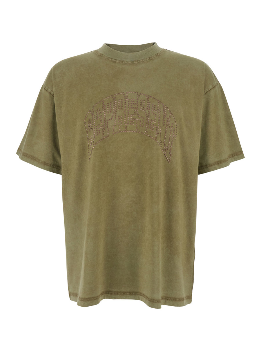 T-Shirt With Logo, Green Cotton T-shirts