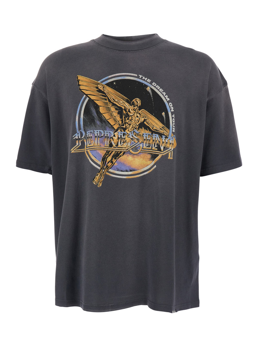 T-Shirt With Graphic Print Grey Cotton T-shirts
