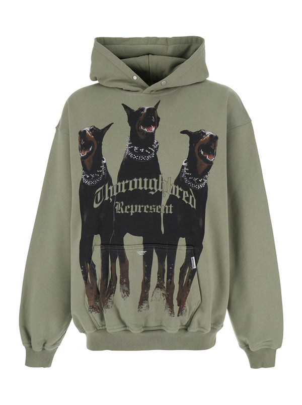 Hooded Sweatshirt Green Cotton Sweatshirts