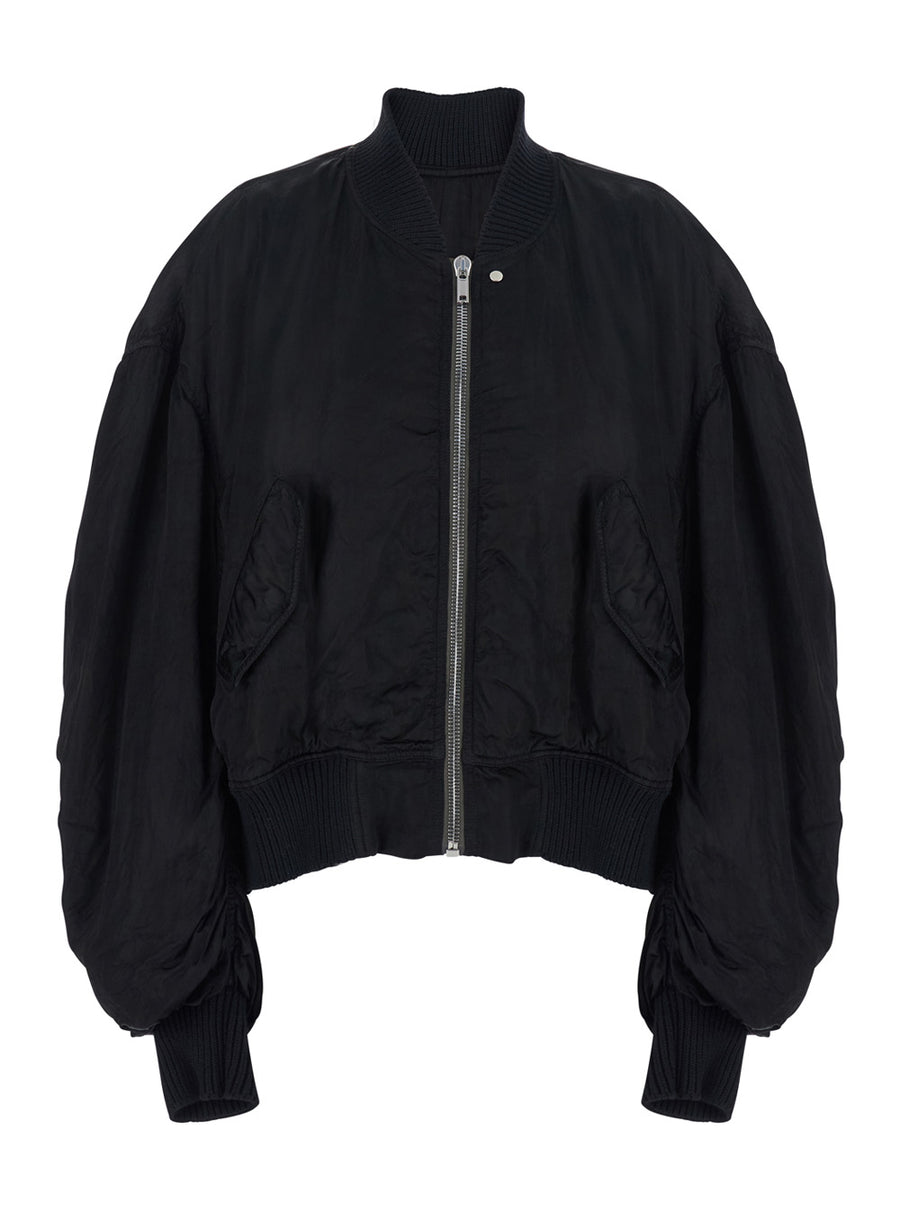 Bomber Jacket Secchia Flight Black Ecoleather Coat
