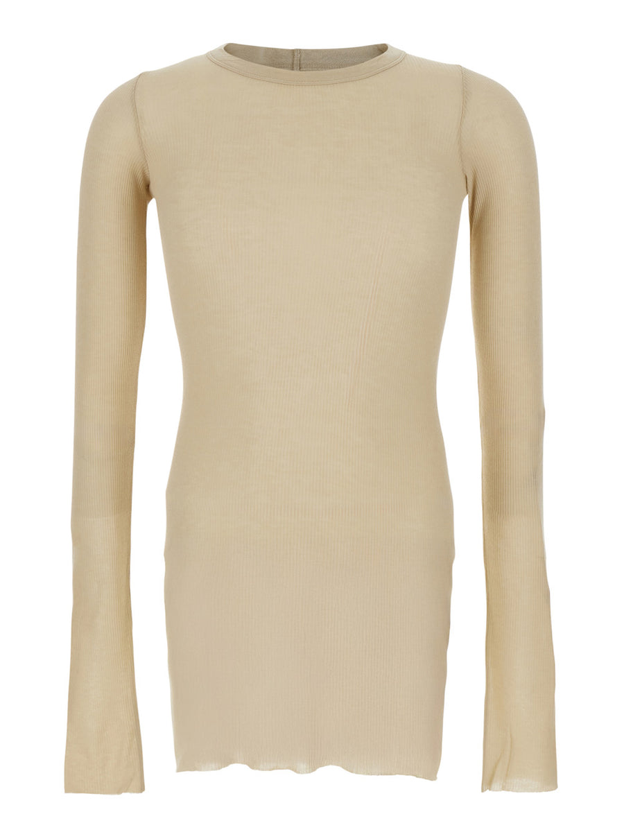 T-Shirt Round Neck Beige Viscose-Silk T-shirts