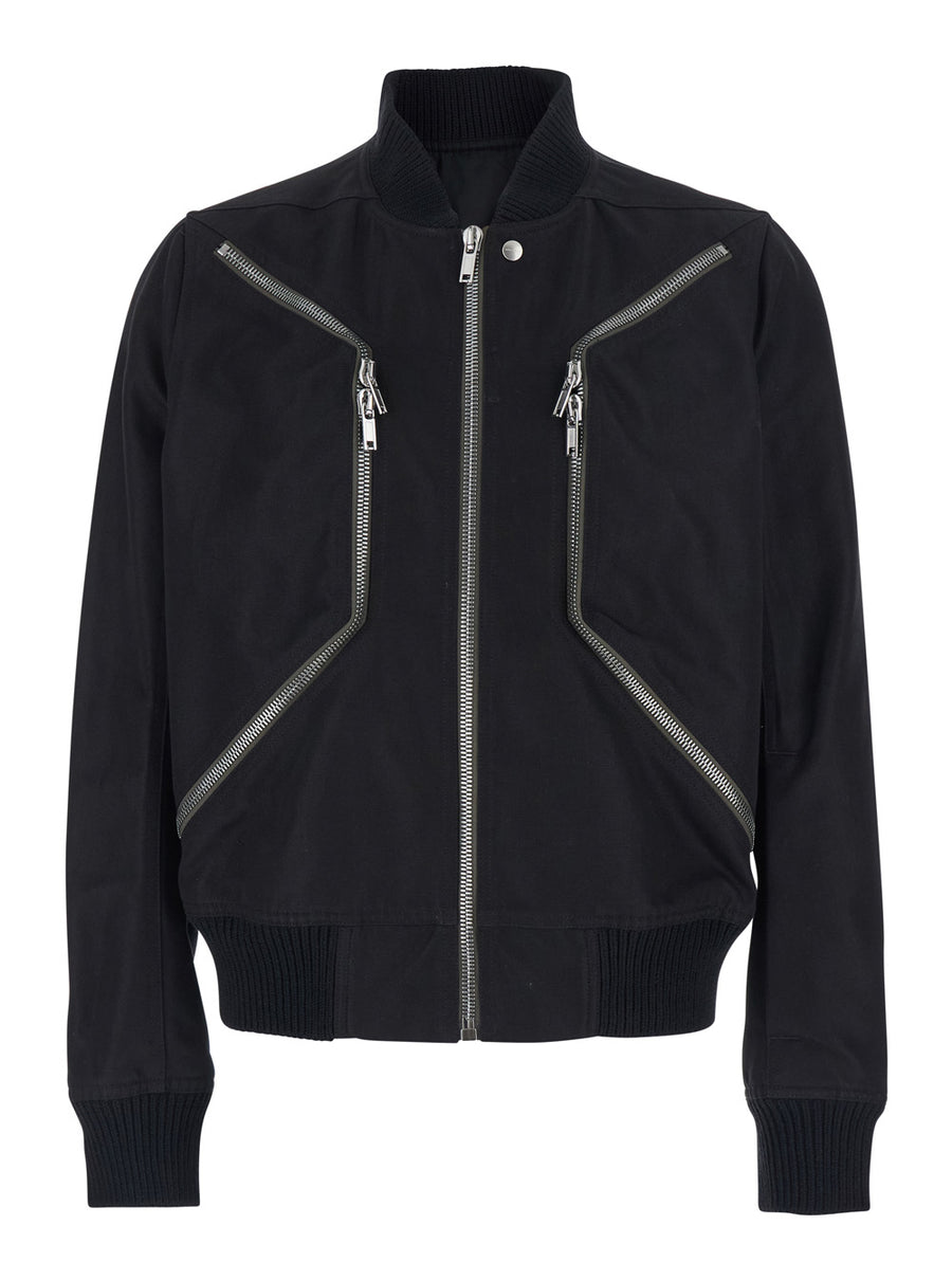 Bomber Jacket Heizer Flight Black Cotton Blend Coat