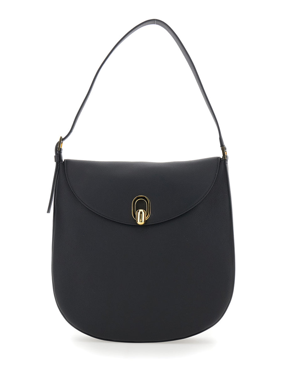 Shoulder Bag Tondo Black Leather Calf