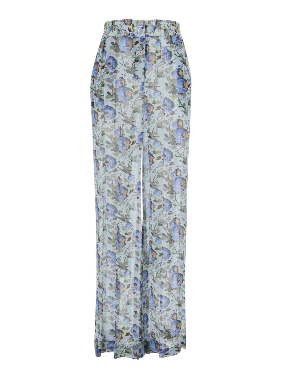 Trousers Printed Viscose Blue