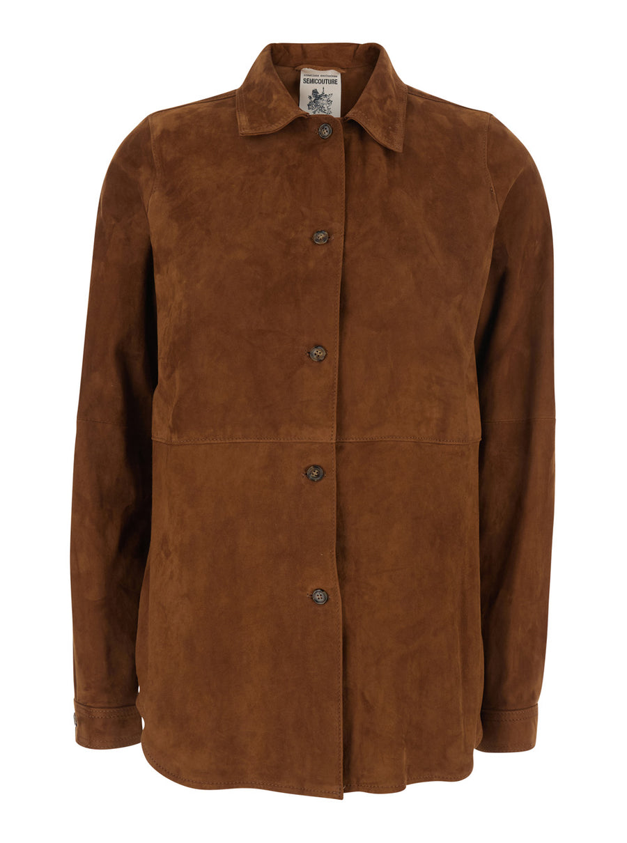 Shirt, Brown Suede Blouses