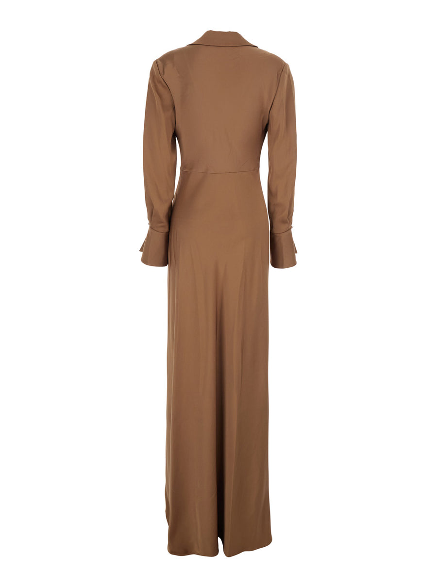Long Dress Adelle Brown Acetate