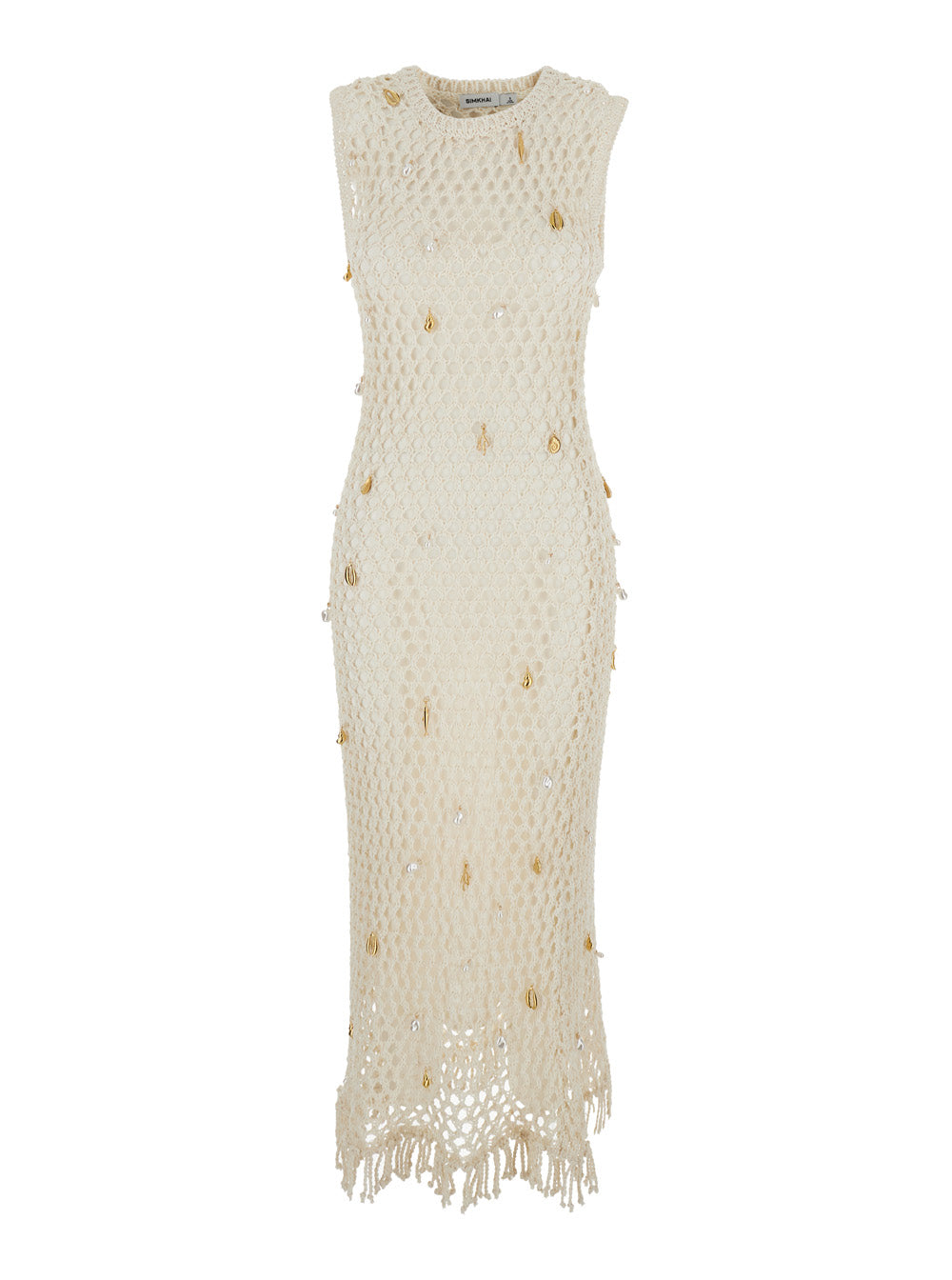 SIMKHAI Women's Coralia Knit Charmed Midi Dress in Sand/Multi, Size Medium SIMKHAI Women's Coralia Knit Charmed Midi Dress in Sand/Multi, Size Medium