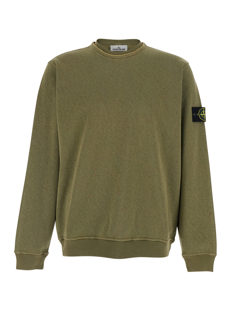 Crewneck Sweatshirt Green Cotton Sweatshirts