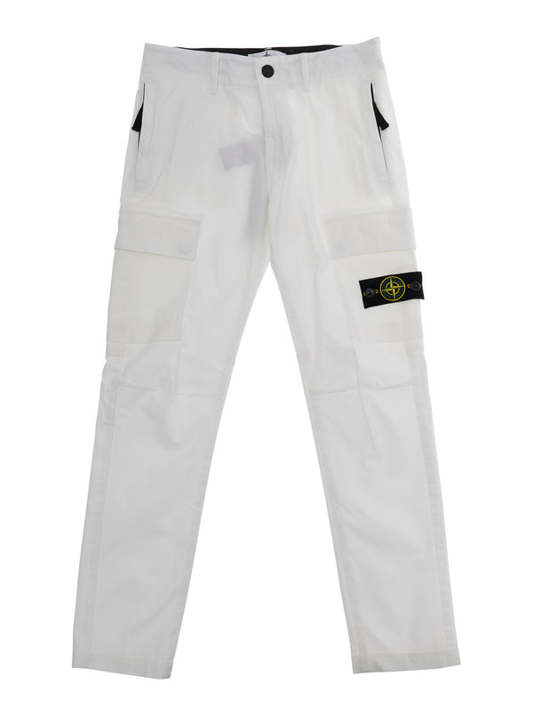 Pants Kids White Stretch Cotton Trousers