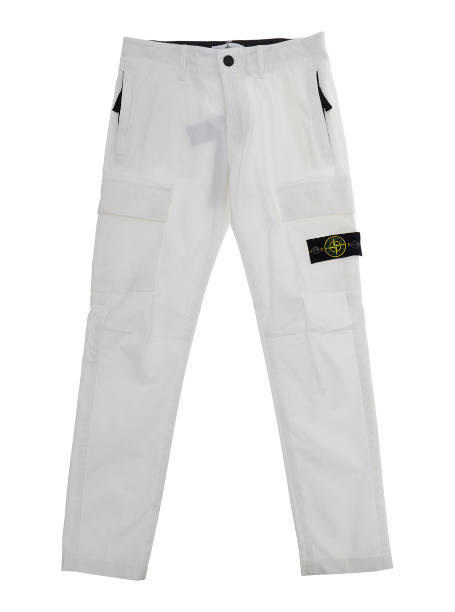 Pants Kids White Stretch Cotton Trousers