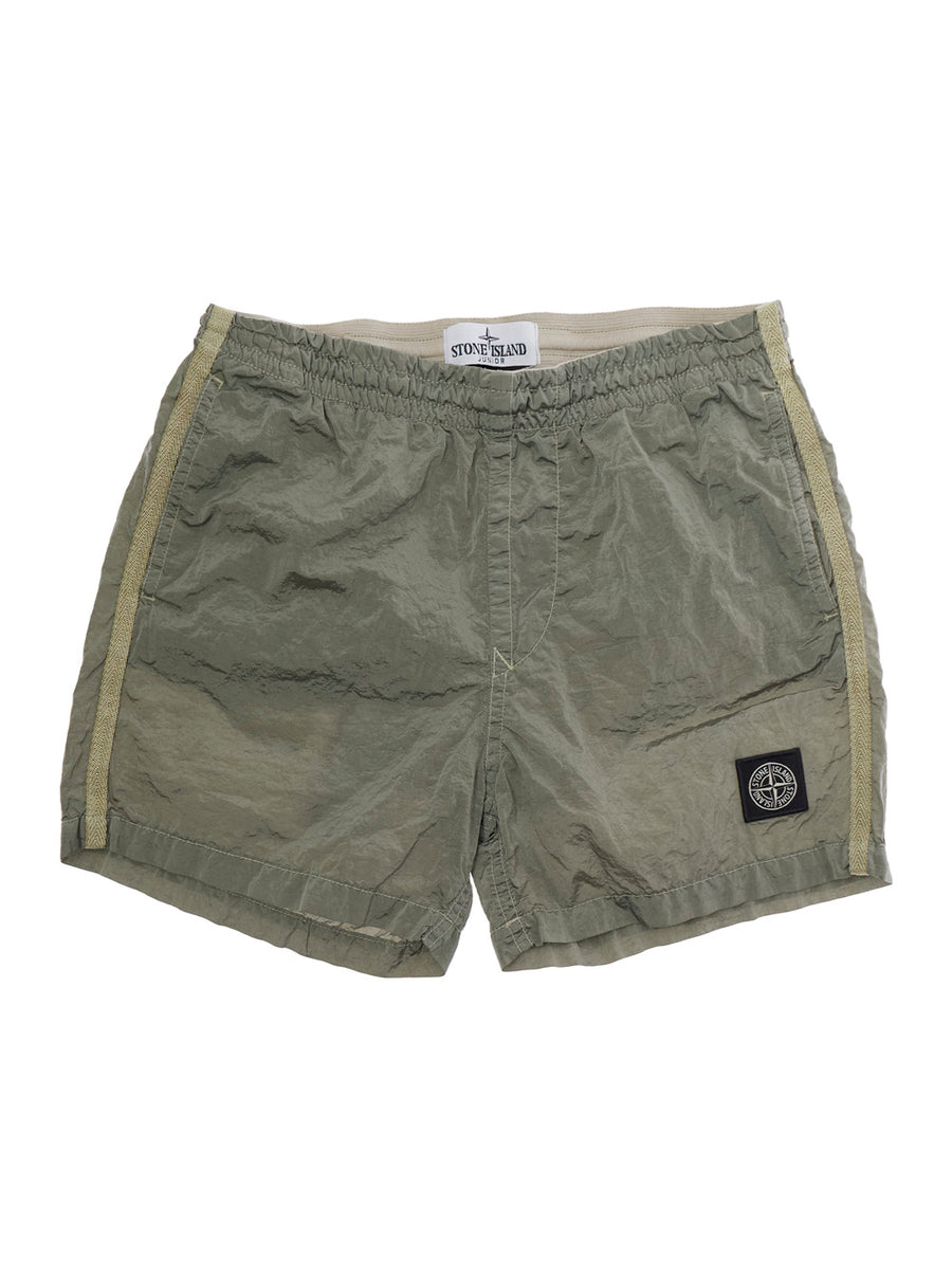 Kids Grey Polyamide Shorts With Welt Pocket