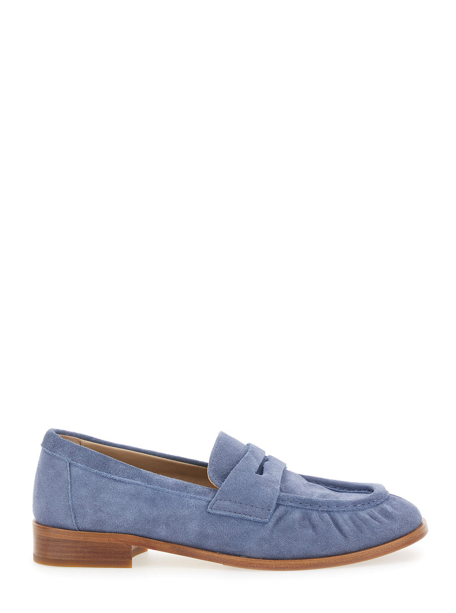 Loafers Blue Suede Rounded Toe