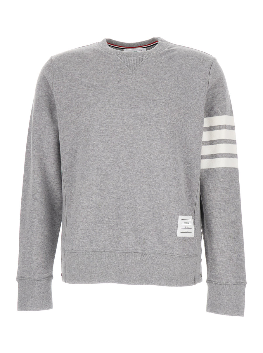 Crew Neck Sweatshirt 4 Bar Tab Grey Cotton Sweatshirts