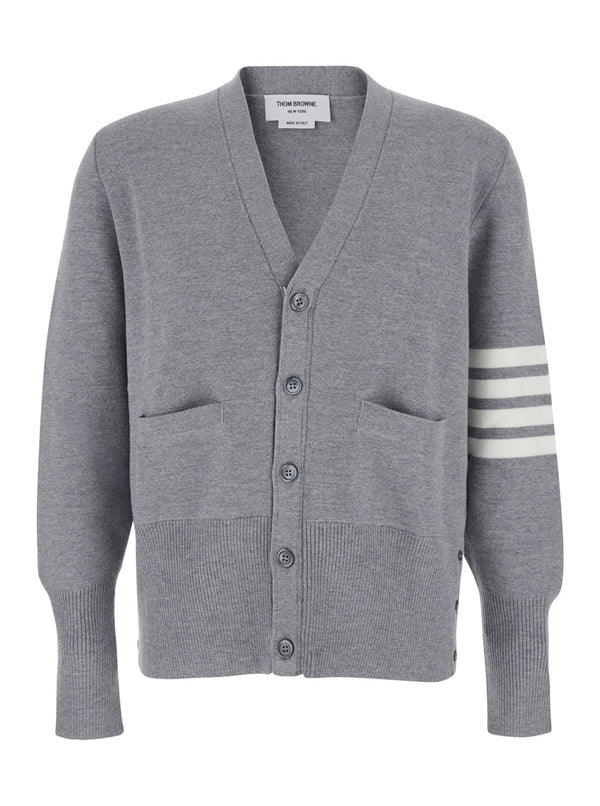 Wool Cardigan V-Neck Grey Tops