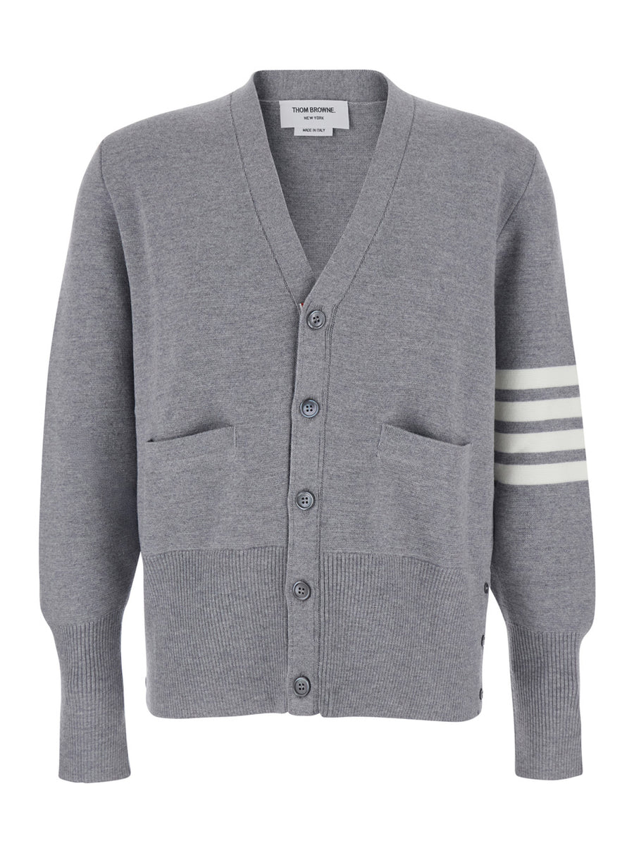 Wool Cardigan V-Neck Grey Tops