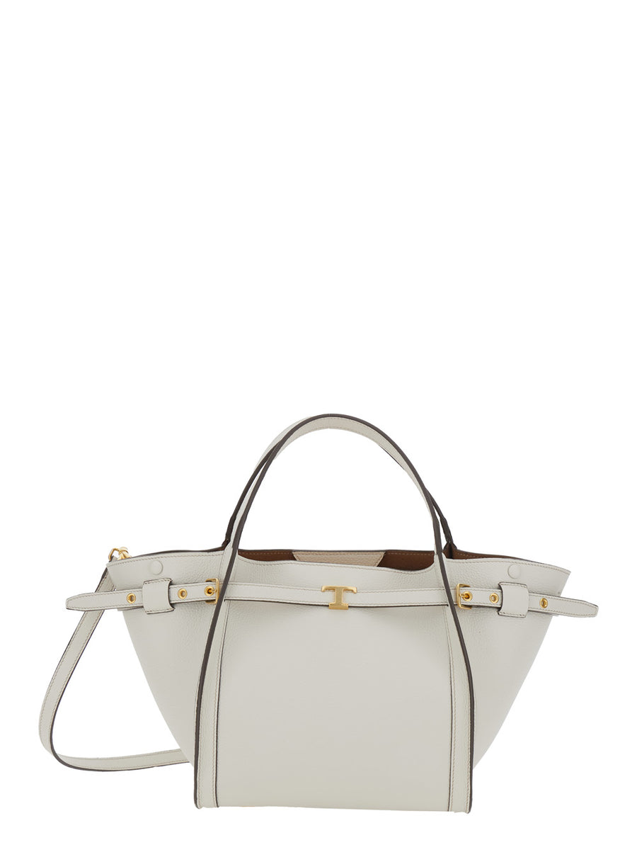 Medium Tote Bag T Timeless Plaque White Calf Leather