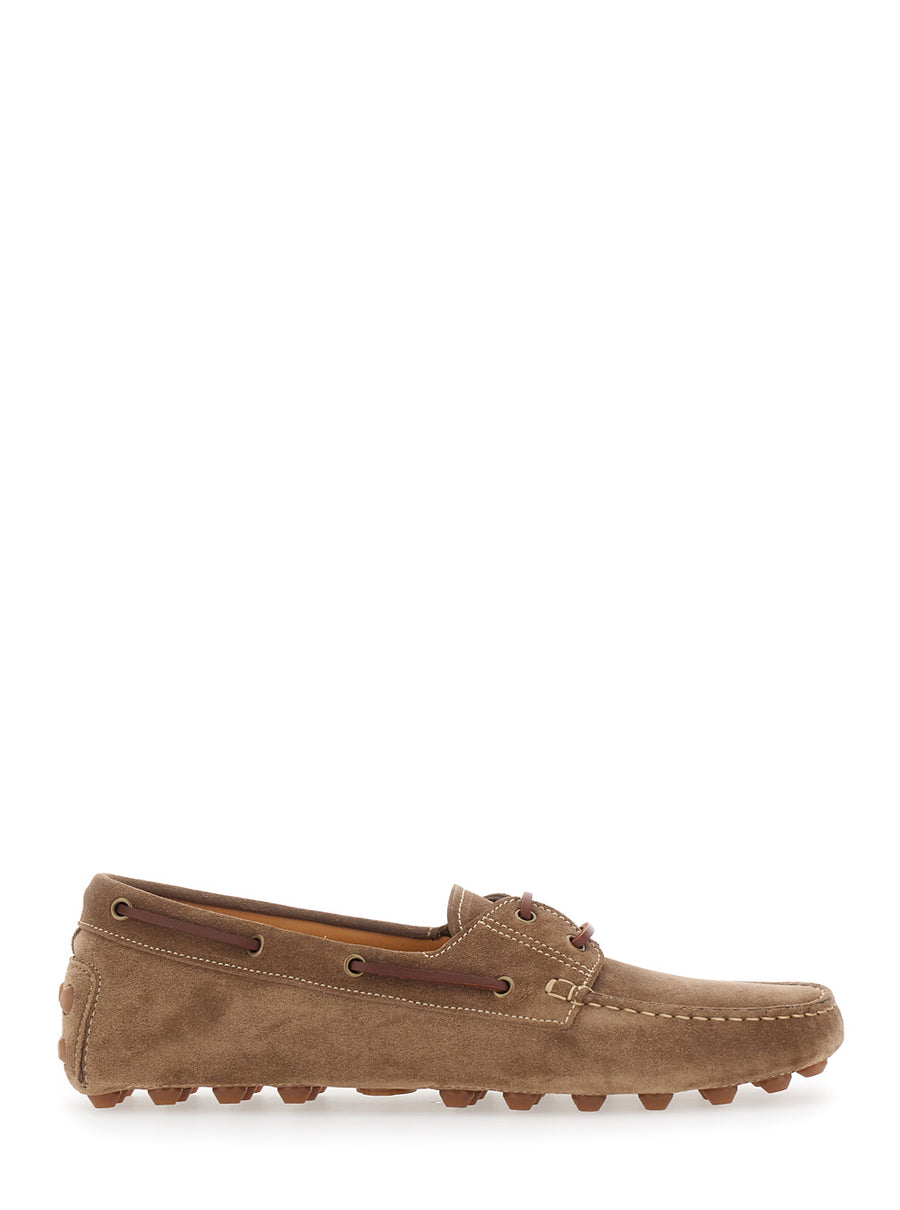 Loafers Bubble Gommino Brown Suede Calfskin