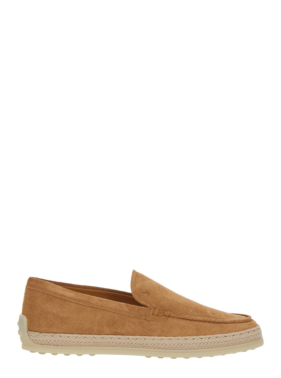 Loafers Crocodile-Embossed Brown Suede Calf Leather