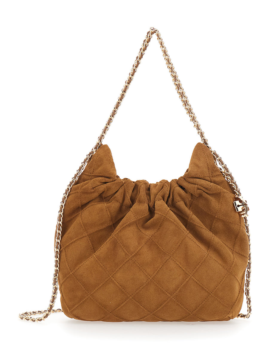 Shoulder Bag Fleming Mini Brown Suede Bovine