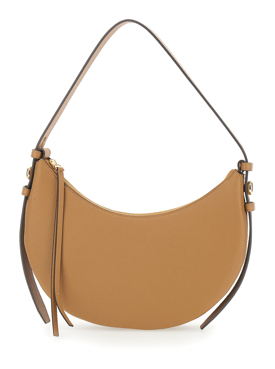 Shoulder Bag Romy Half Moon Beige Cowhide Leather