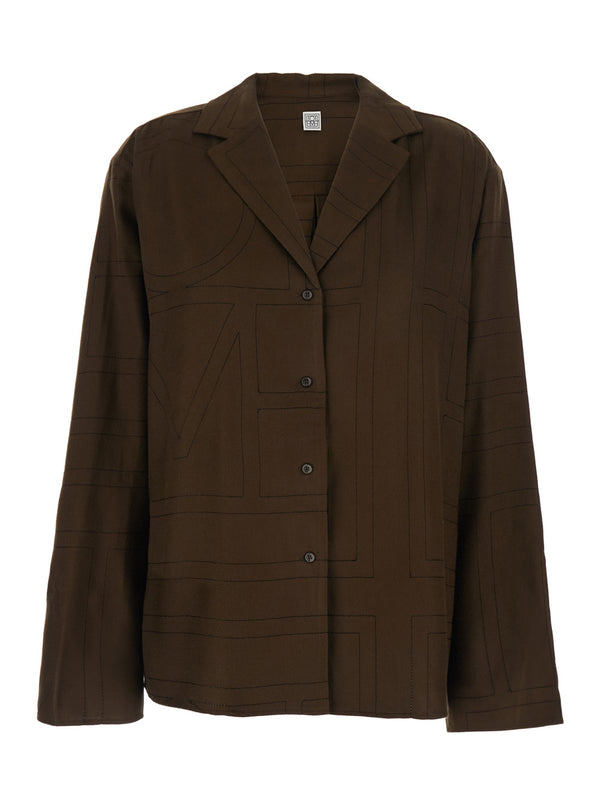 Shirt Notched Revers Brown Modal Blouses