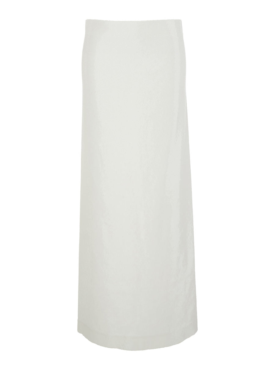 Skirt With All-Over Sequins, White Polyester