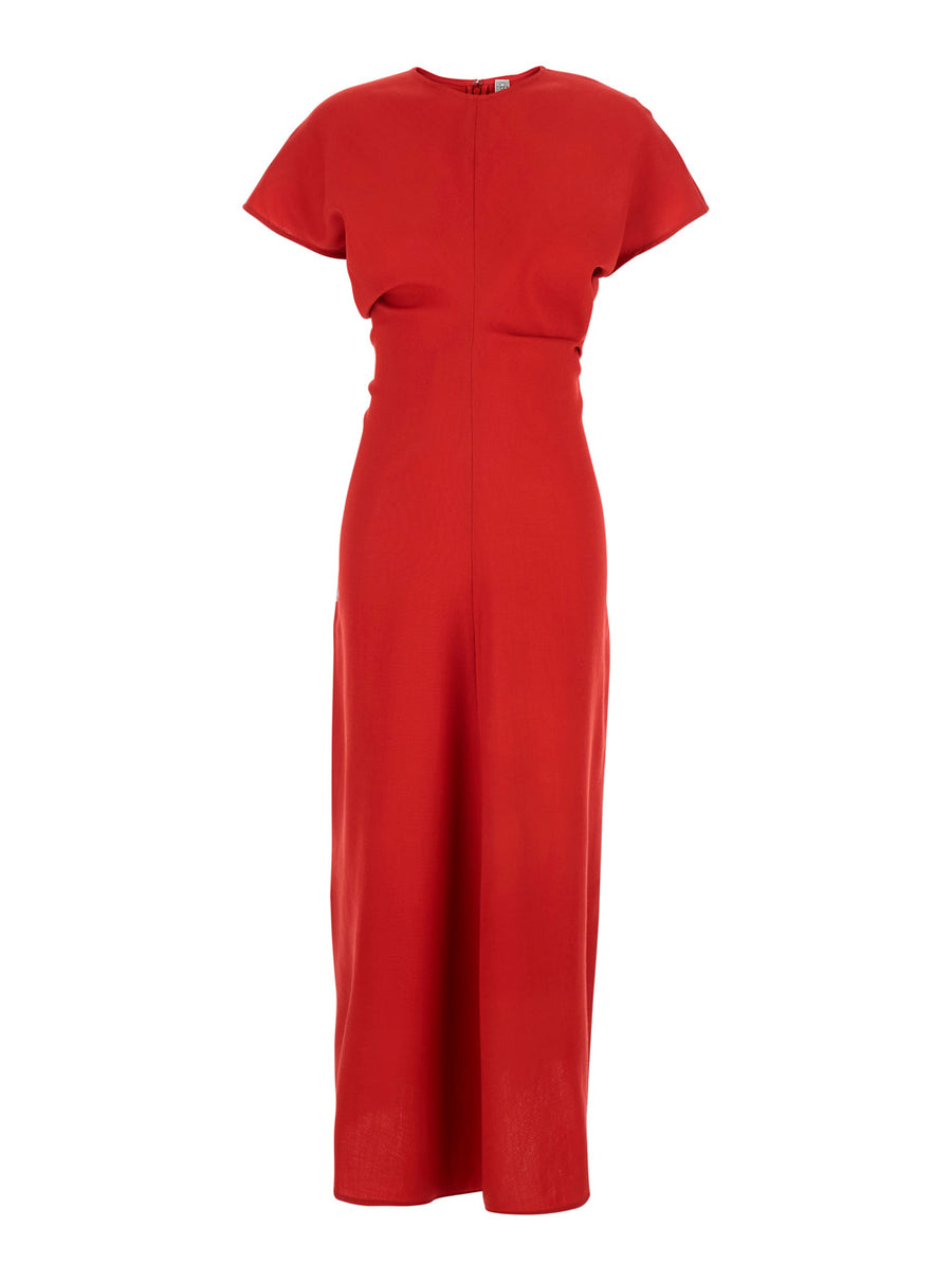 Dress Crew Neck Red Wool