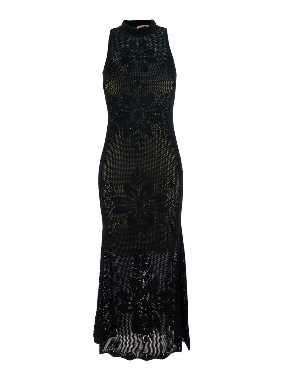 Long Dress Black Viscose Blend