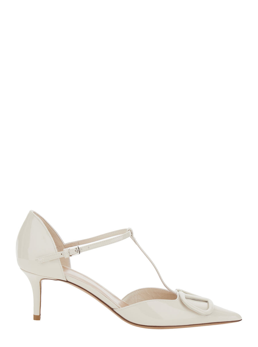 Pumps Dorsay White Leather Calfskin