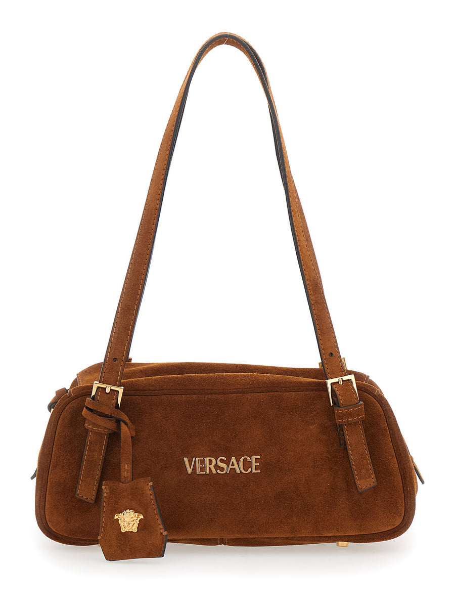 Shoulder Bag Tag Bowling Brown Suede