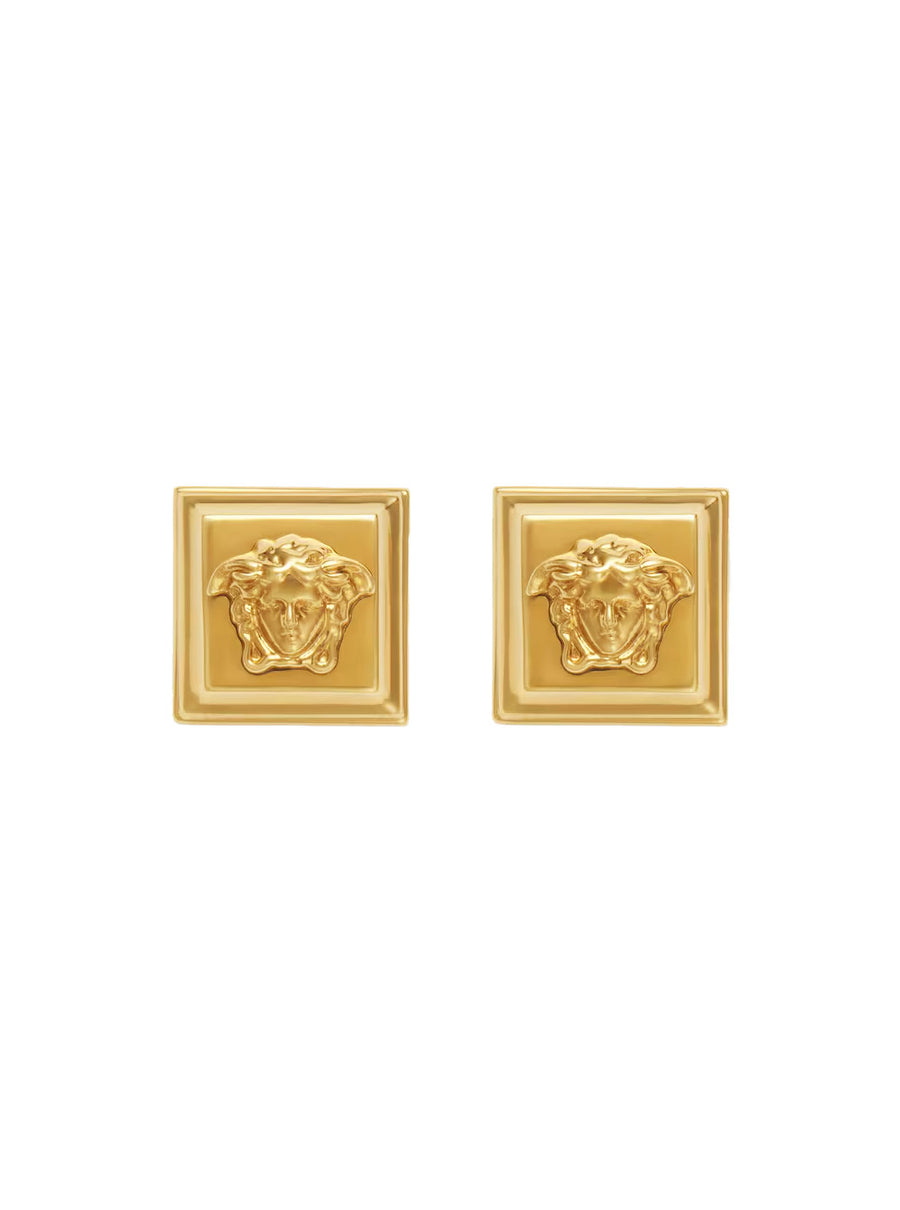 Earrings Medusa Head Gold-Coloured Brass Metallic