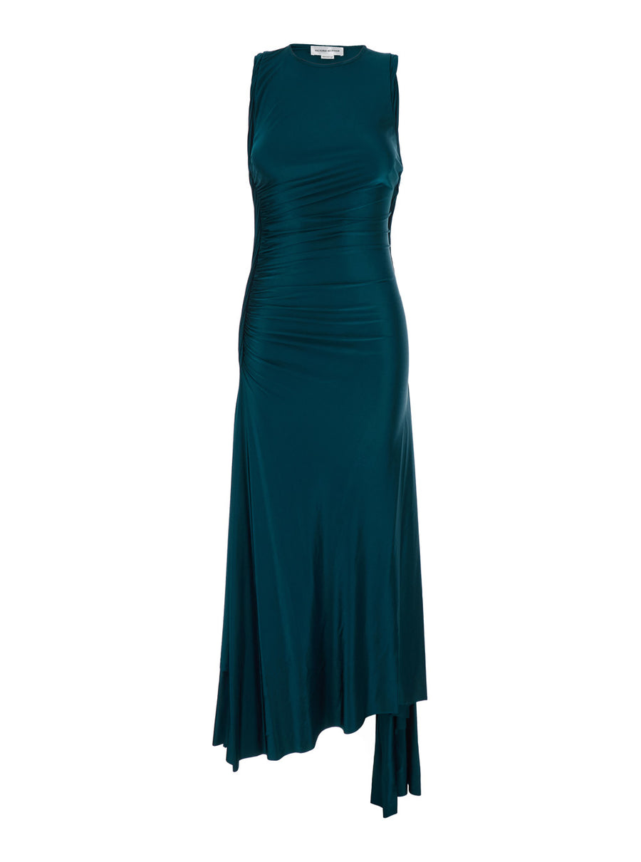 Long Dress Victoria Petrol Green Viscose