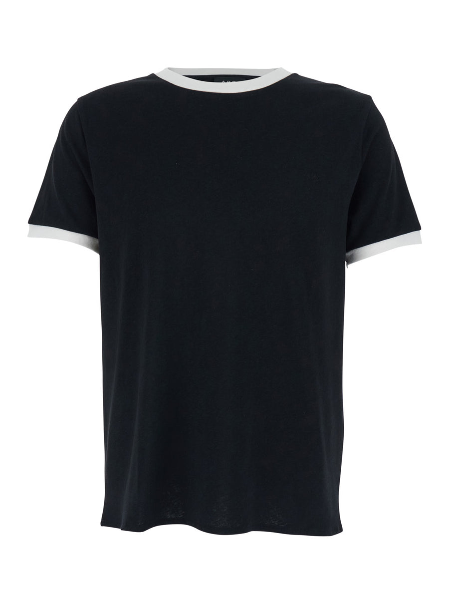 Crew Neck T-Shirt Black Cotton-Linen T-shirts