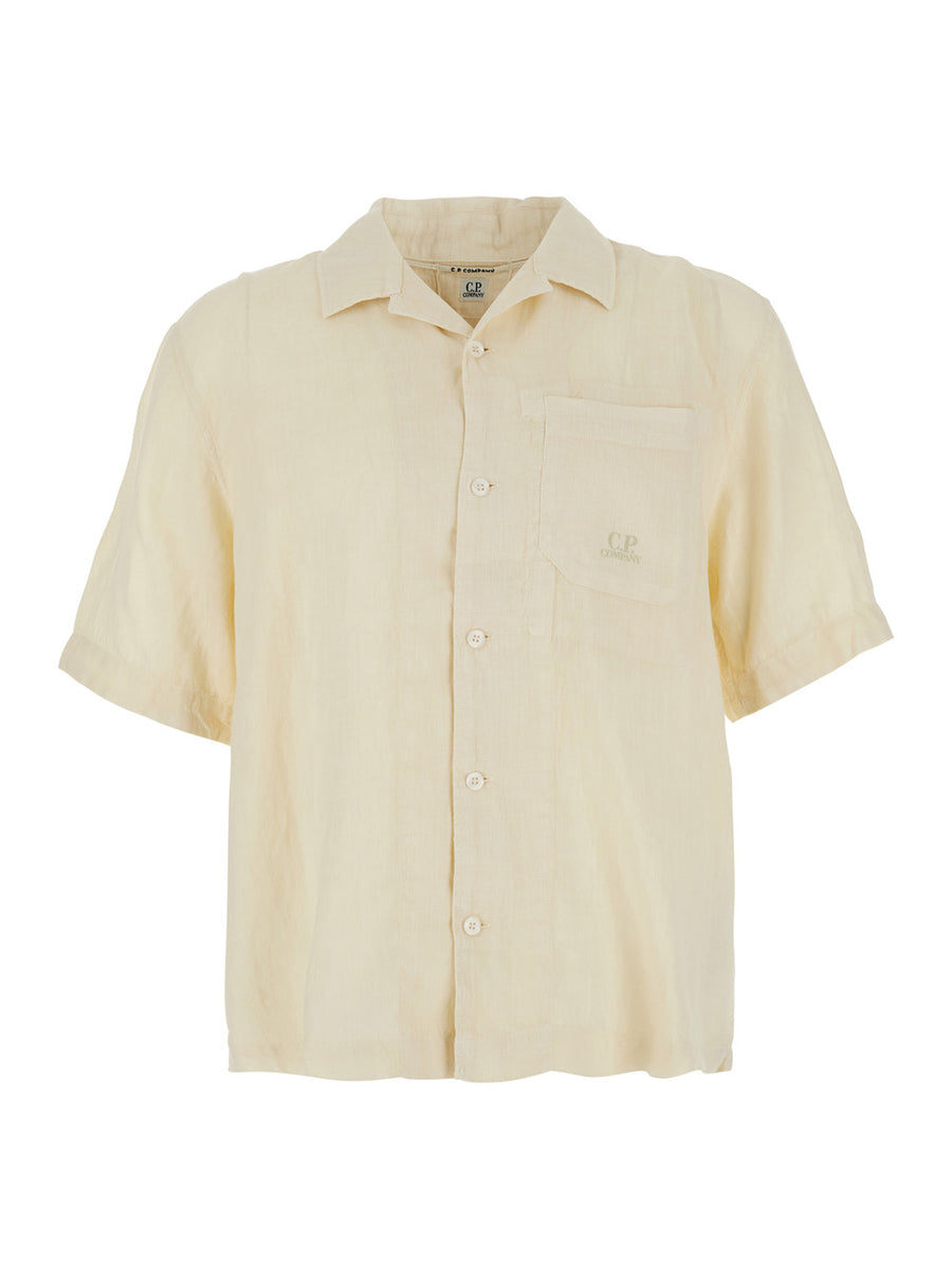 Shirt Linen With Logo, Beige