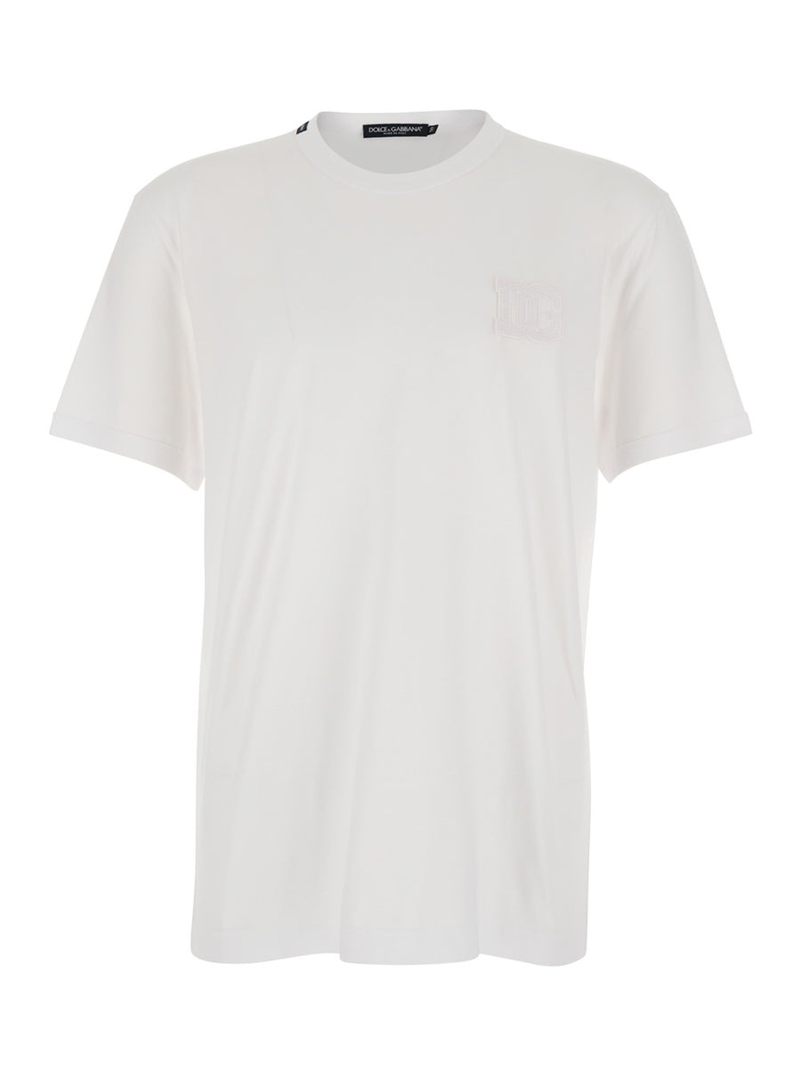 T-Shirt With Front Logo White Cotton T-shirts